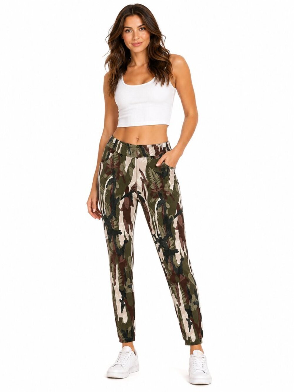 VENTI6 Jogger Pants Eastic Waist Floral Camo Stretch Size Medium
